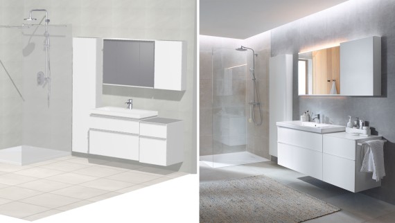 Geberit iCon bathroom with white bathroom furniture