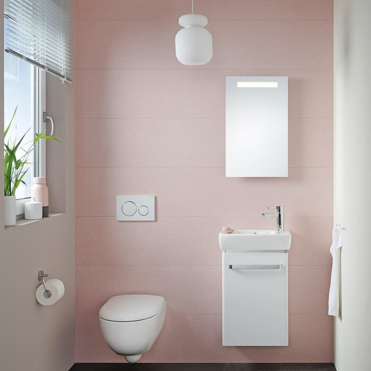 Malá koupelna pro hosty s umyvadlem Selnova Compact a závěsným WC Malá koupelna pro hosty s umyvadlem Selnova Compact a závěsným WC